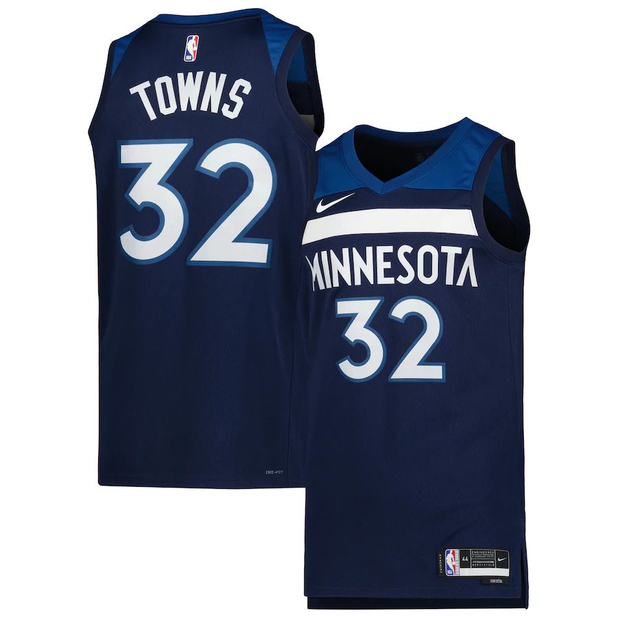 Men Minnesota Timberwolves #32 Karl-Anthony Towns Nike Navy Icon Edition 2022-23 Swingman NBA Jersey->minnesota timberwolves->NBA Jersey